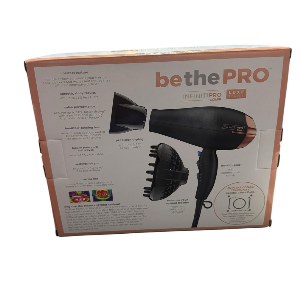 New!!! InfinitiPro Luxe Conair blow dryer - Picture 3 of 6
